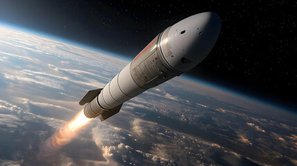 Rocket Launch Into Space Over Earth