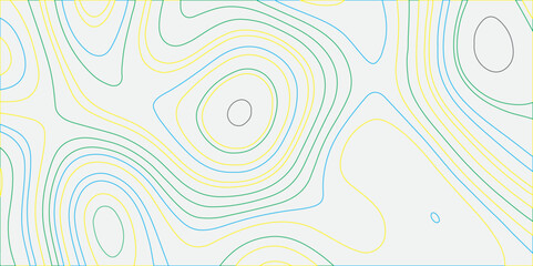 Topographic map with yellow, light blue, and light green contour lines on a light gray background.
