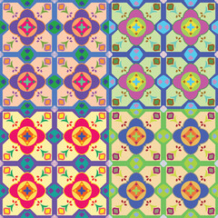 Colorful floral seamless pattern with vintage and geometric spring design