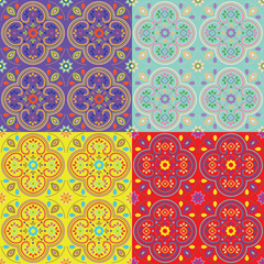 Colorful floral seamless pattern with vintage and geometric spring design