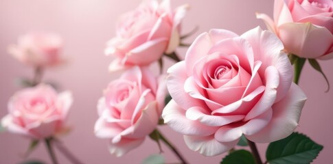 Fototapeta premium Blurred light pink roses, pastel toned floral pattern , texture, artistic