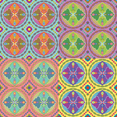 Colorful floral seamless pattern with vintage and geometric spring design