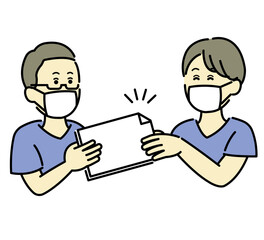 紹介状を渡す医師と受け取る医師のイラスト