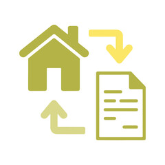House and document with arrows icon 