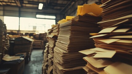 Piles of unused raw materials deteriorating in a warehouse corner