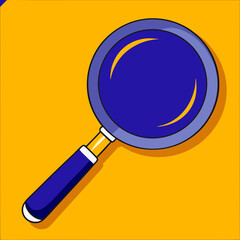 Illustration of a magnifying glass on a bright yellow background
