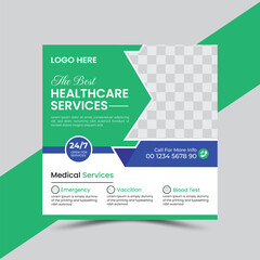 Creative Modern medical service social media post template design vector	
