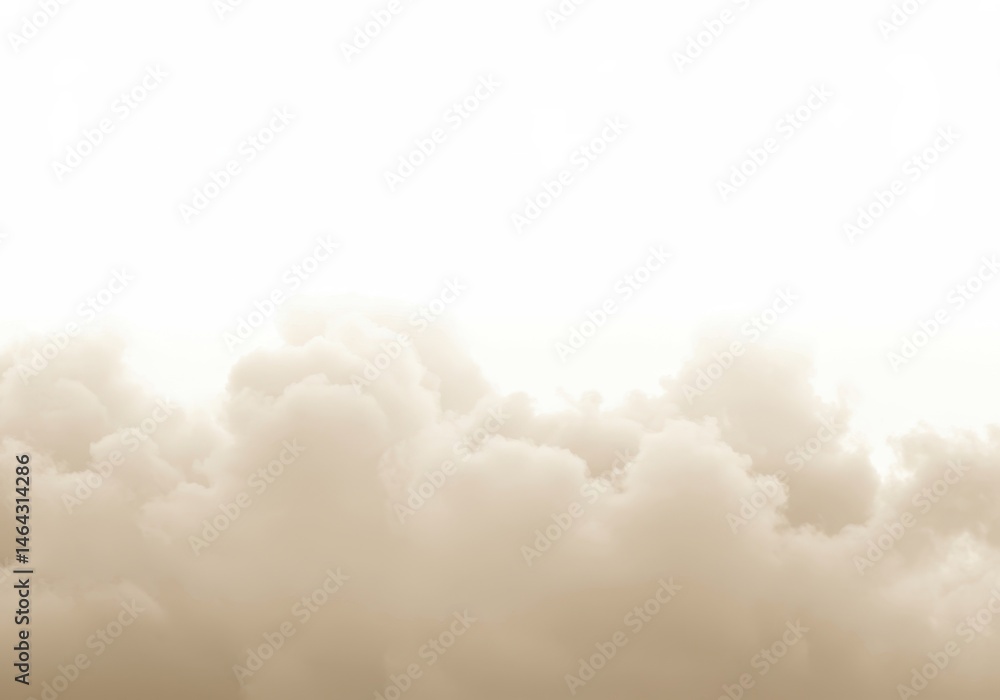 Poster abstract view of a soft beige cloudscape against a white background