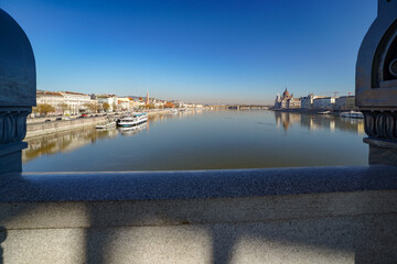 picturesque embankments and bridges of Budapest over the Danube river