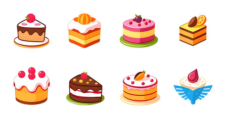 set of cakes vector