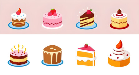 set of cakes vector