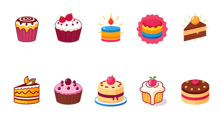set of cakes vector