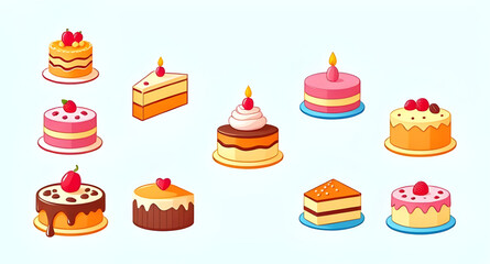 set of cakes vector