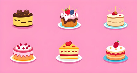 set of cakes vector