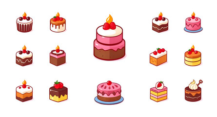set of cakes vector