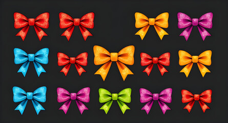 Silk bows set, Bow graphic set, Bow ornament set, Bow clipart set, Cute bows set, Bow accessories, Bow shapes vector, Bow collection illustration, Bow pack, Ribbon knot set, Bow outline set, Fashion b © mrpixel