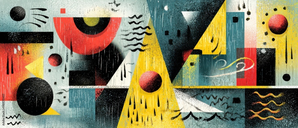Aufkleber abstract geometric art with vibrant colors and textured shapes, modern artistic background with circ
