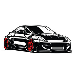 This is a clean and modern vector illustration of a car. The design features smooth lines and bold colors, making it ideal for use in digital projects, advertisements, or infographics. 