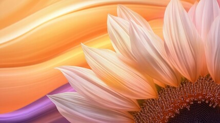 Obraz premium Delicate Peach Sunflower Petals Soft Light Abstract Floral Art Warm Golden Hues Nature s Beauty