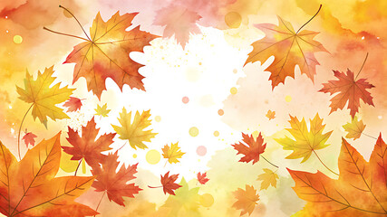 Autumn Leaf Fall Frame with Colorful Maple Leaves for Seasonal Background Design