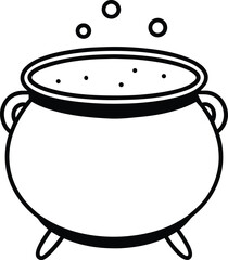 Simple Round Cauldron Line Art Cooking Pot with Handles