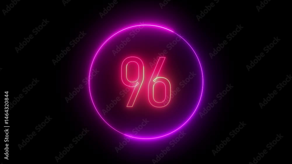 Aufkleber number 96 in vibrant neon with moving circle. dynamic glowing animation for modern visual effects an