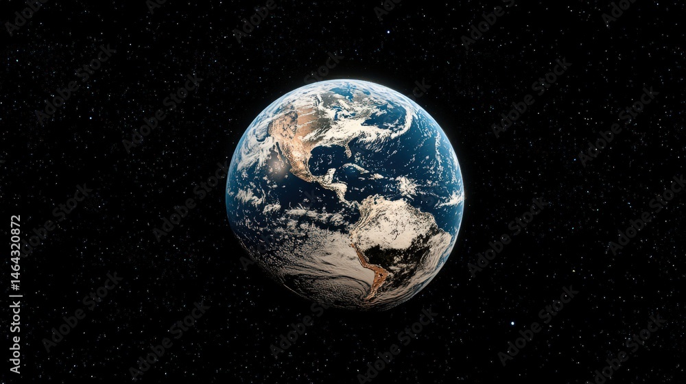 Poster a highly detailed 3d rendering of earth, showcasing the continents with realistic texture and lighti
