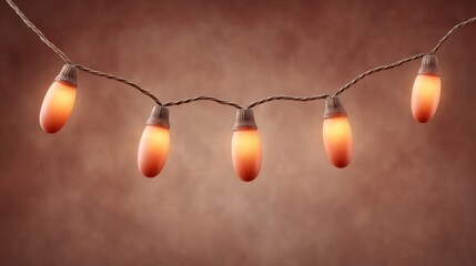 A string of lights with a brown background