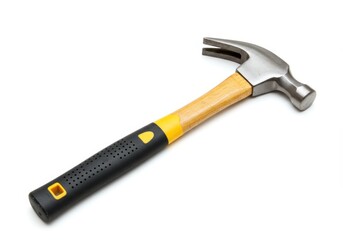 Claw hammer with wooden handle isolated on white background