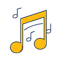 Colorful illustration of a music note with sound waves on a minimalistic background