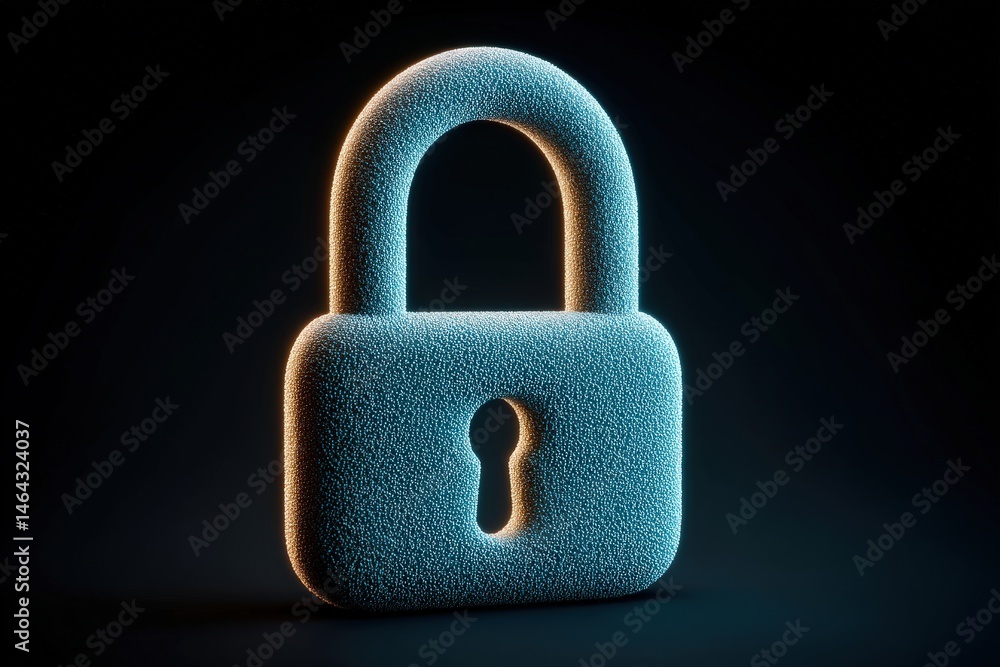 Aufkleber secure digital padlock glowing with neon light representing strong cybersecurity measures safeguardi