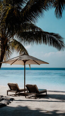 Obraz premium tropical beach with palm trees