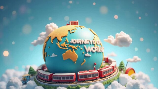 Stylized Animated Globe - Modern Digital Globe with Colorful Patterns, Creative Planet Earth with Artistic Elements
