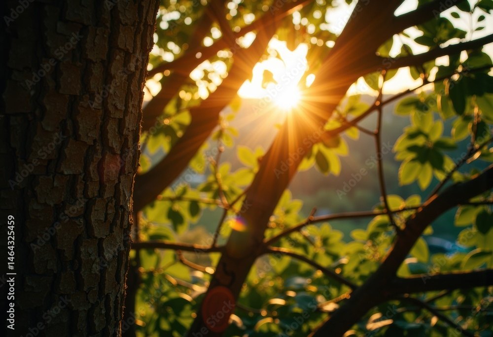 Poster sunlight streaming through leaves, creating a warm and inviting atmosphere