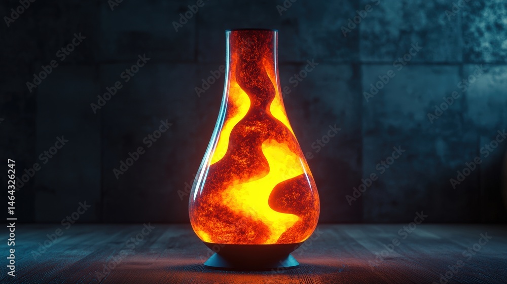 Poster a lava lamp-inspired fluid design with floating blobs of glowing liquid forming organic, abstract sh
