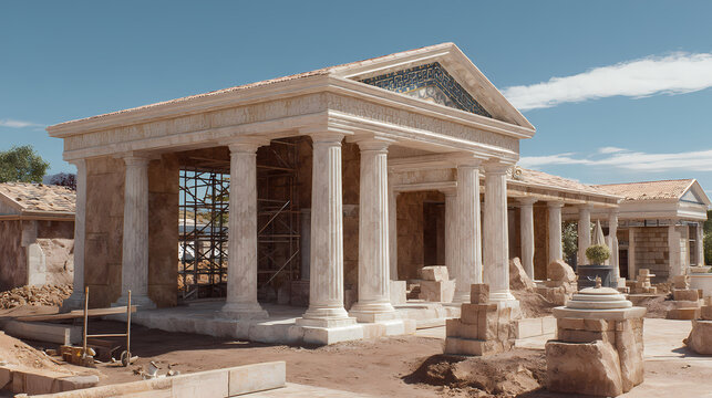 Roman villa construction aerial view: Discover ancient architectural engineering techniques transformed for modern heritage restoration