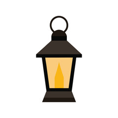 Glowing Lantern Flat Vector on White