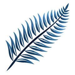 Stylized fern leaf in shades of blue representing nature and botanical beauty in a modern design