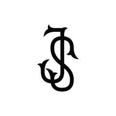 JS monogram logo design letter text name symbol monochrome logotype alphabet character simple logo
