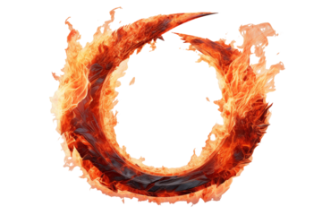 fiery font letter       Fiery Circle Frame With Intricate Swirls on Black Background, cut out transparent