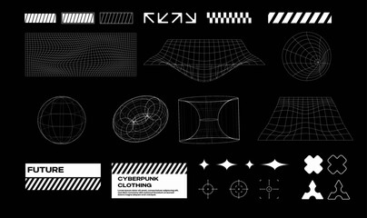 Set of futuristic streetwear element illustration