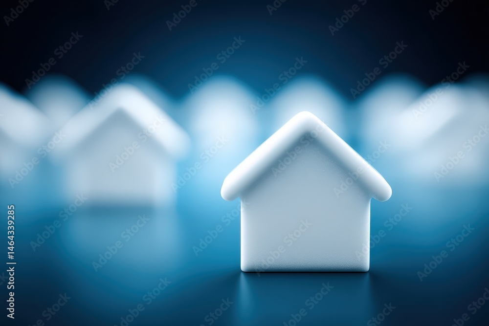 Aufkleber abstract representation of house models in a blurred background showcasing housing concepts for mode