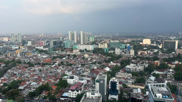 View of Jakarta Central capital city indonesia skyline buildings skyscrapers sunset