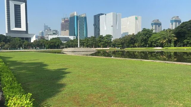 Jakarta indonesia central skylines Monas park buildings skyscrapers