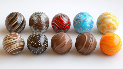 Top view of gourmet chocolate truffles styled beautifully for high end food presentation