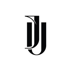 JU monogram logo design letter text name symbol monochrome logotype alphabet character simple logo