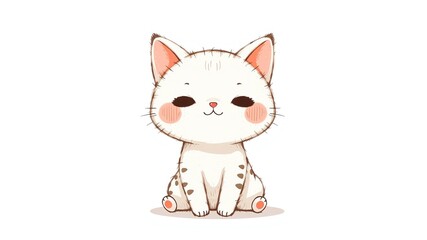 Obraz premium Adorable Kawaii Cat Drawing - Perfect for a Cute Design Concept