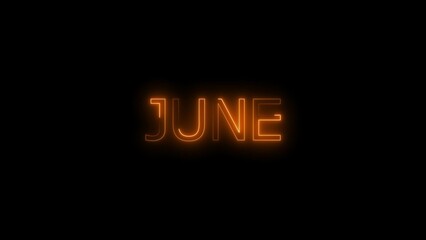 June lettering illustration with modern glow effect.
