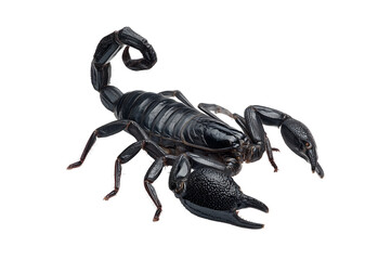 full-body shot Black scorpion on white background,