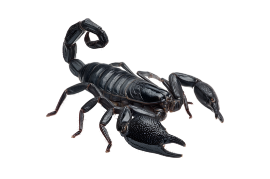 full-body shot Black scorpion on white background,